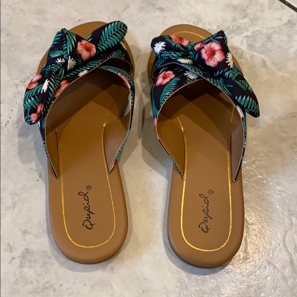 NEW Autumn Black/Green Fabric Sandal - Picture 9 of 12